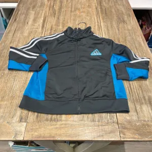 Adidas Grey blue/side zip Poly Sweater 6Y