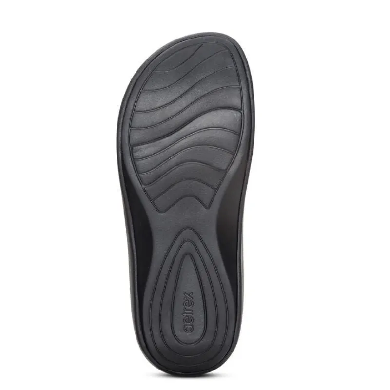 Aetrex Maui Black Gloss Women's Flips