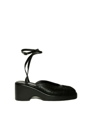 BLACK SLINGBACK WITH GEMS