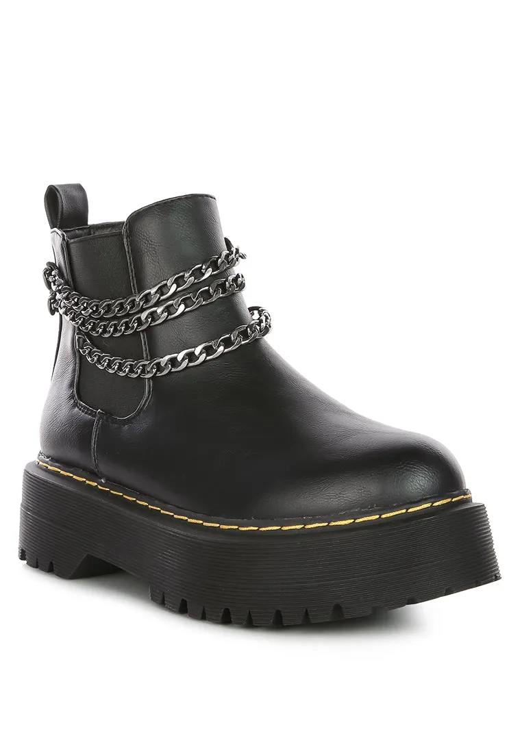 Bobbles Chunky Metal Chain Chelsea Boot