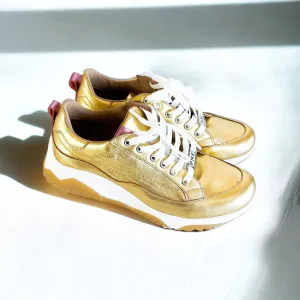 CB Exclusive Gilded Age Genuine Leather Metallic Sneakers - Gold/pink