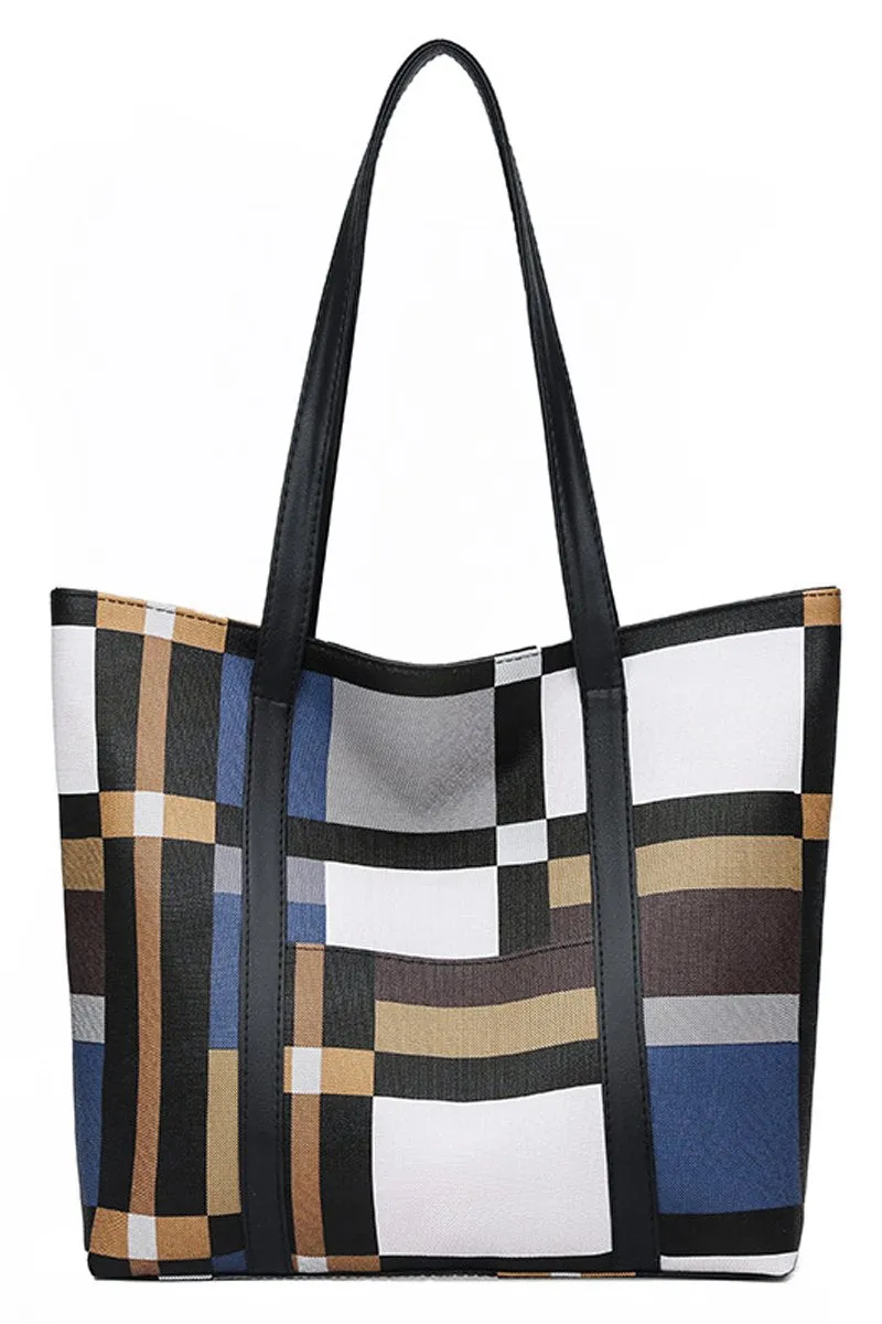 CROSS BORDER TRENDY PLAID TOTE BAG