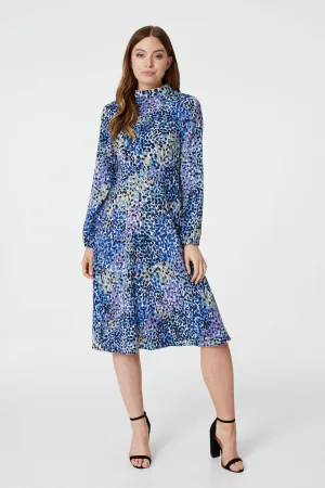 Ditsy Print High Neck Tea Dress