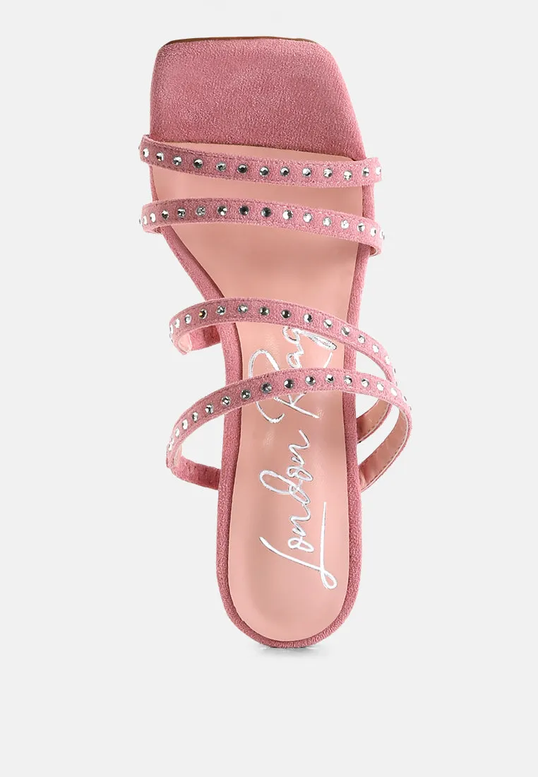 Face Me Studded Spool Heel Multi Strap Sandals