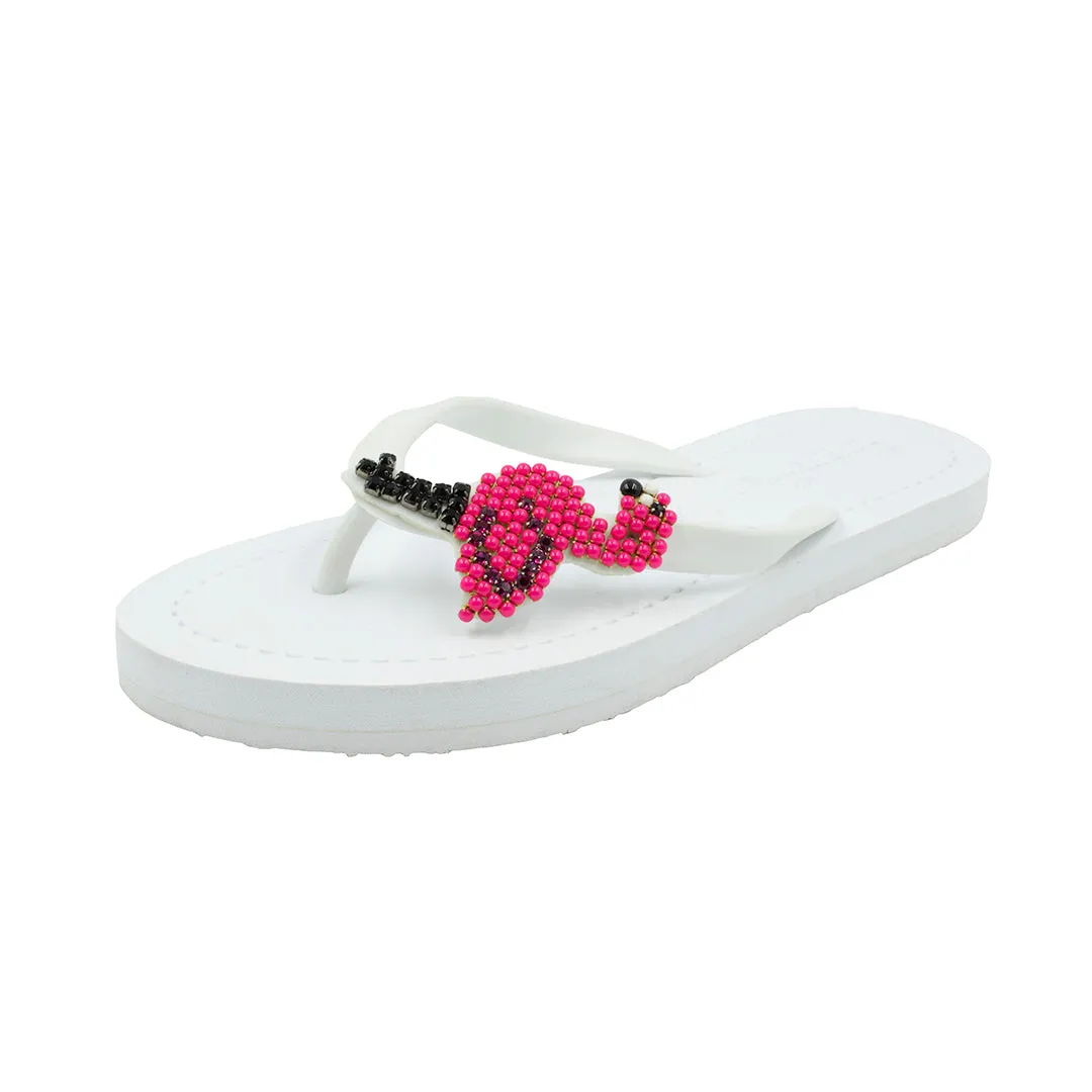 Flamingo Pink Rhine Stone Embellished- Big Kids Flip Flops Sandal