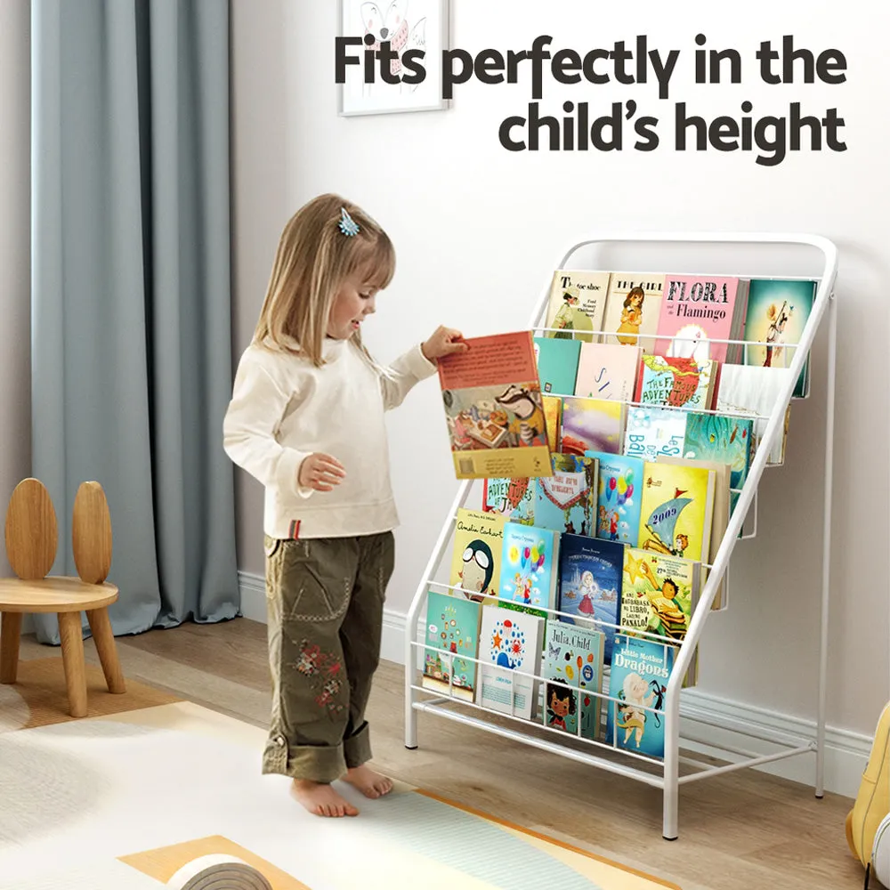 Foldable 6-Tier Kids Bookshelf, Metal Frame, Keezi