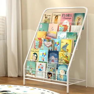 Foldable 6-Tier Kids Bookshelf, Metal Frame, Keezi