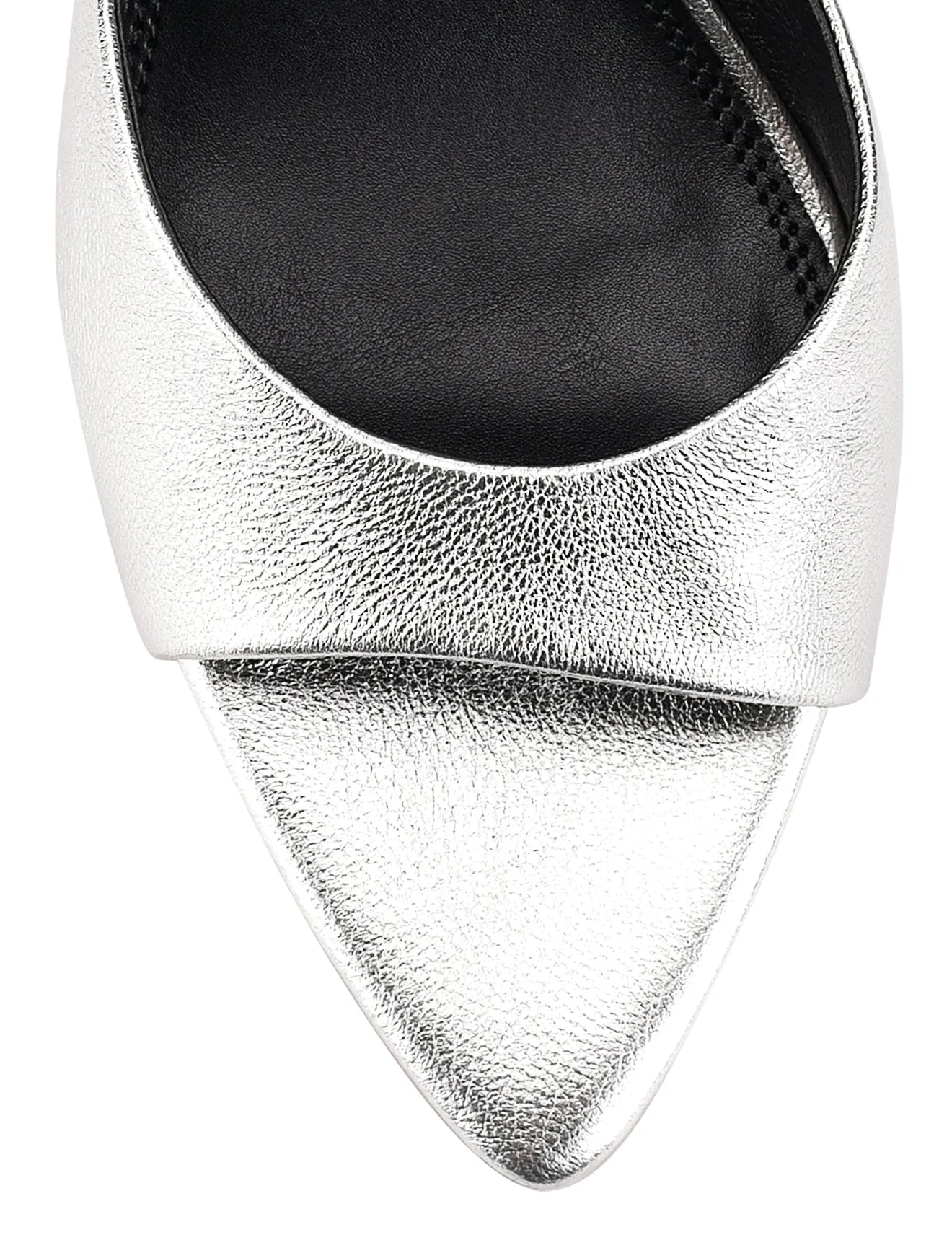 Margot Point Toe Mules - Silver Metallic Leather