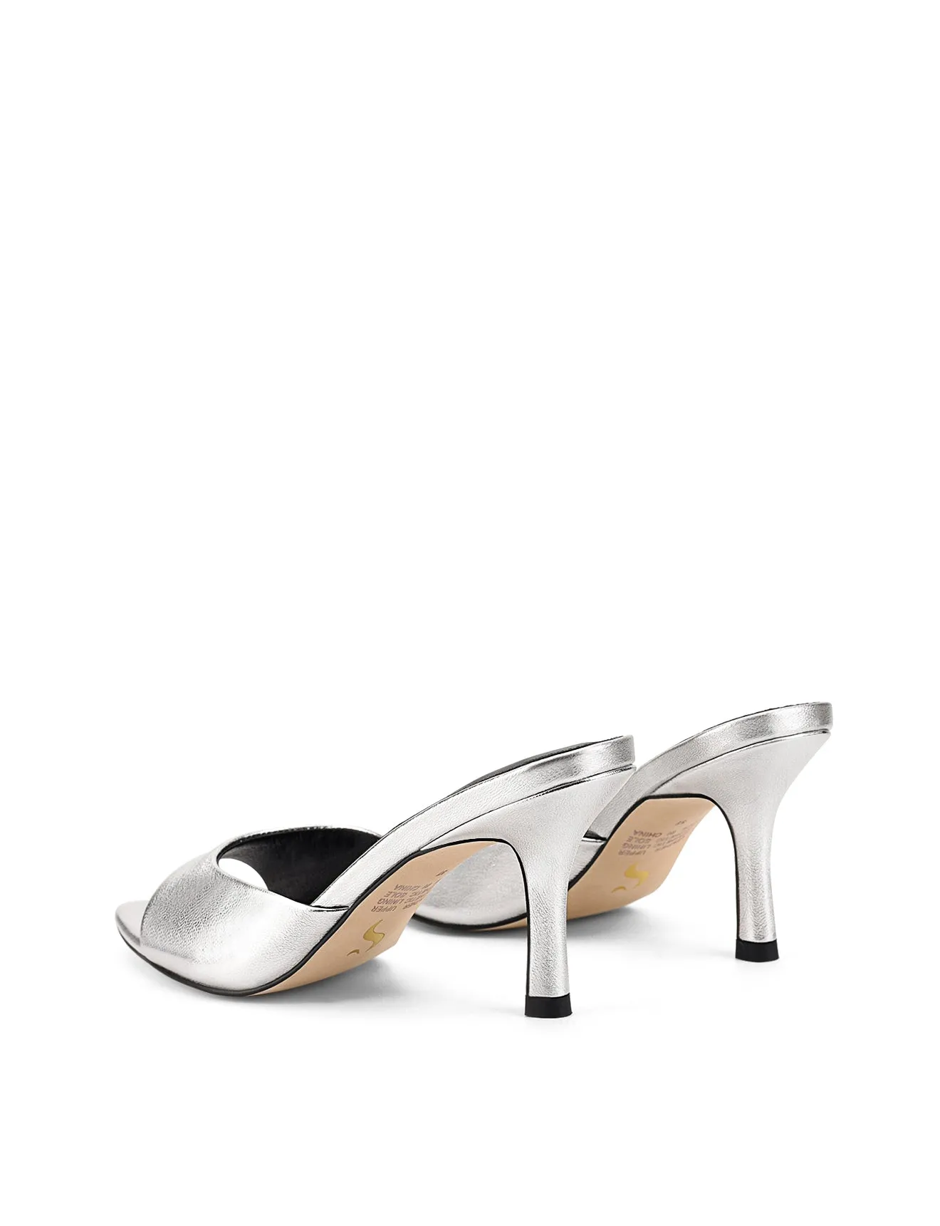 Margot Point Toe Mules - Silver Metallic Leather