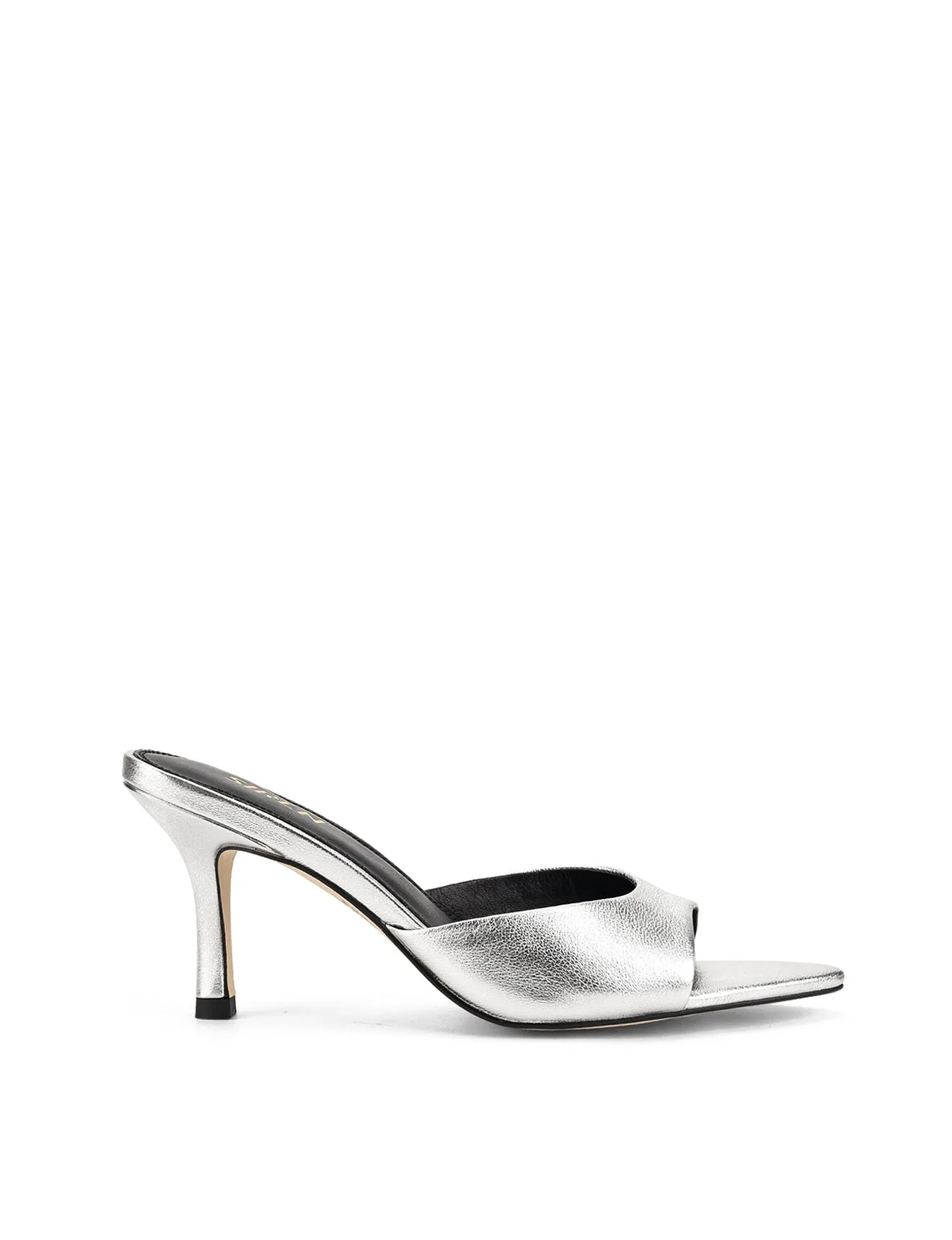 Margot Point Toe Mules - Silver Metallic Leather