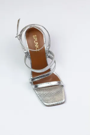 Orla Silver Ankle Buckle Straps Heeled Sandals