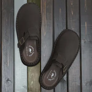 Sawyer - Leather Clog-Toe Sandal | Brown Nubuck