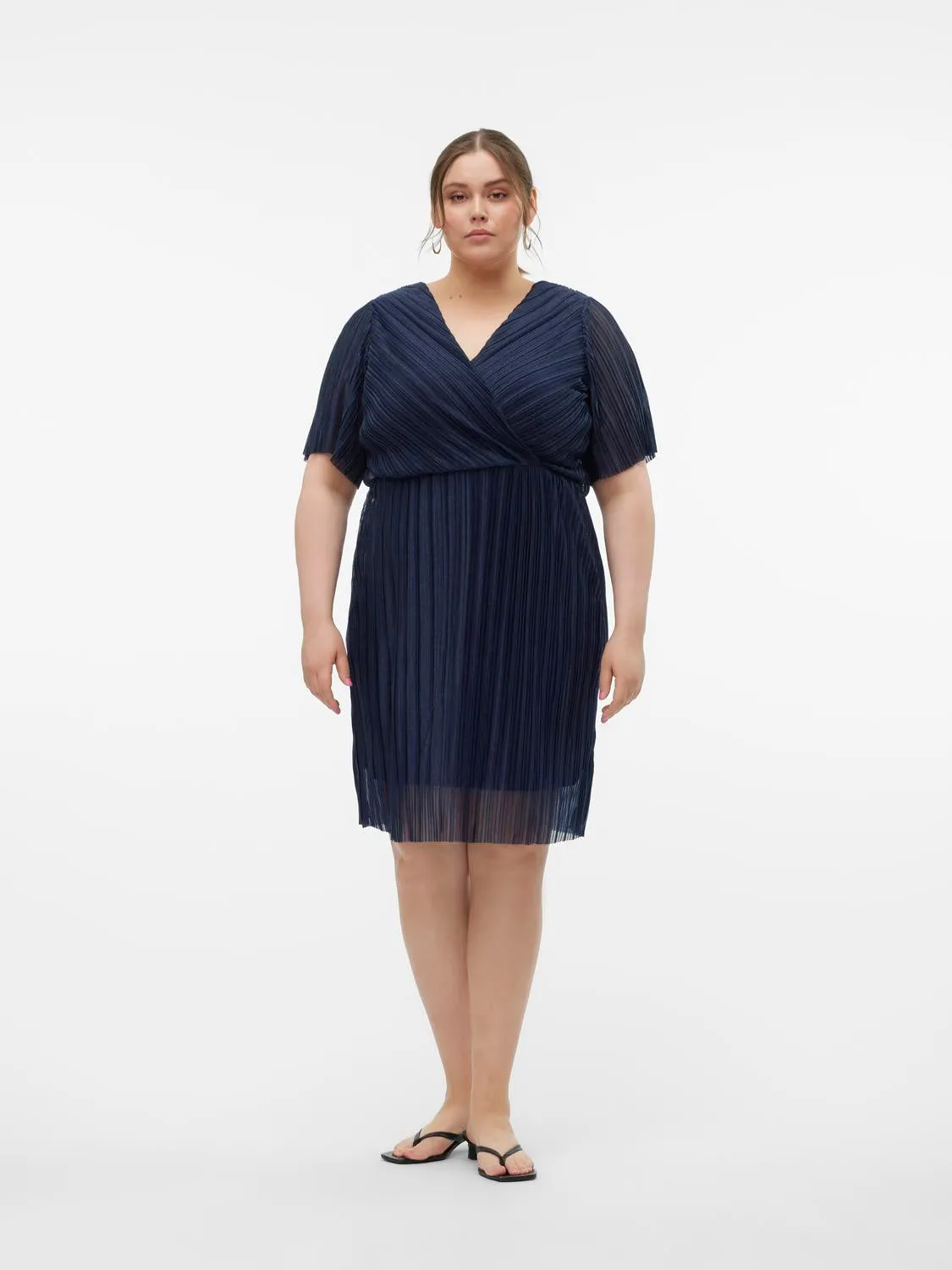 Vero Moda Curve Malone Dress in Navy Shimmer