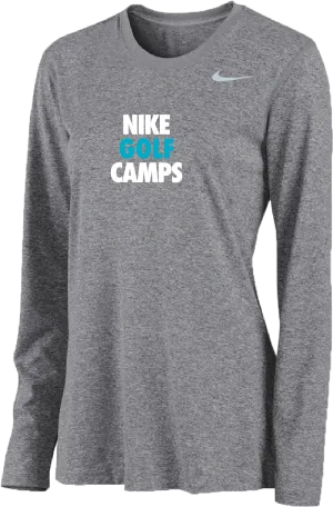 Womens Nike Golf Camps Long Sleeve Dri-Fit Tee - Carbon Heather