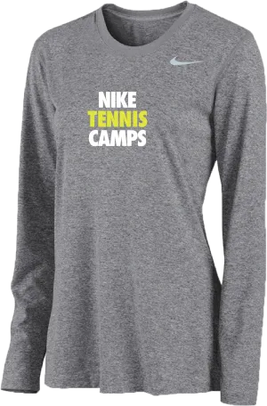 Womens Nike Tennis Camps Long Sleeve Dri-Fit Tee - Carbon Heather